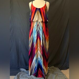 VENUS Multicolor Chevron Maxi Dress Size M Goddess BOHO